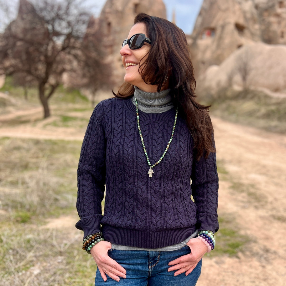 Let this Protected Journey – Turquoise Necklace with Hamsa Hand necklace remind you: you are safe, guided, and exactly where you're meant to be.