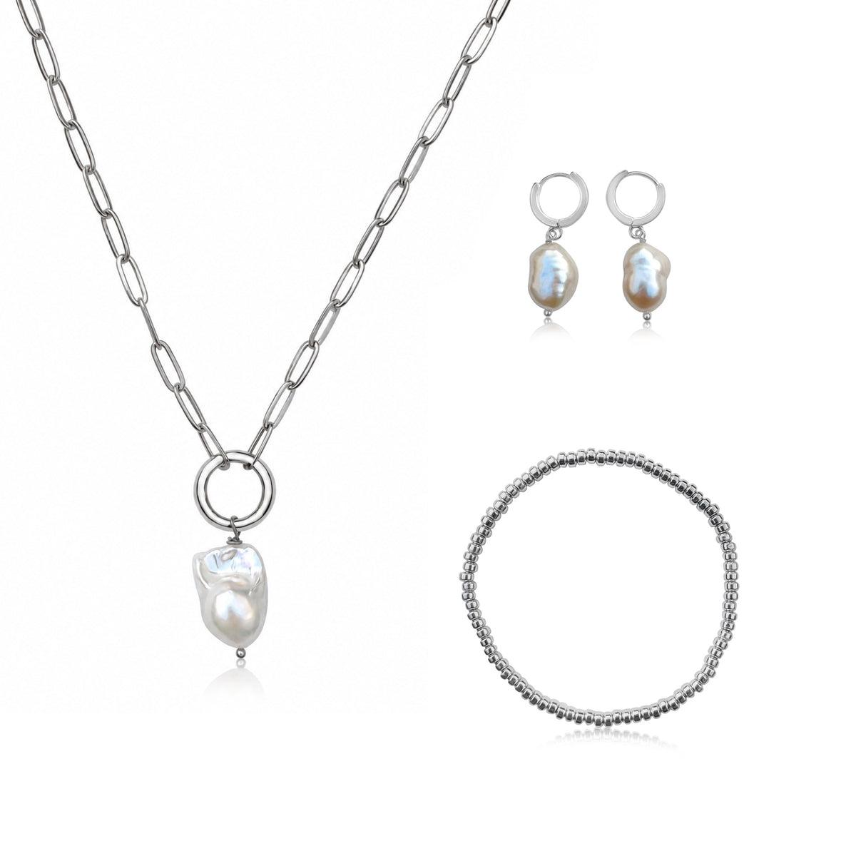 Karma Cleanse - Pearl Jewelry Set (Silver)