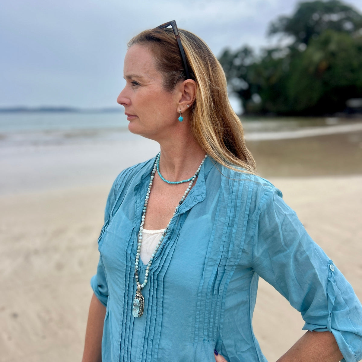 Caribbean Calm — Larimar Necklace