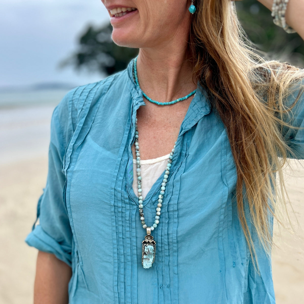 Caribbean Calm — Larimar Necklace