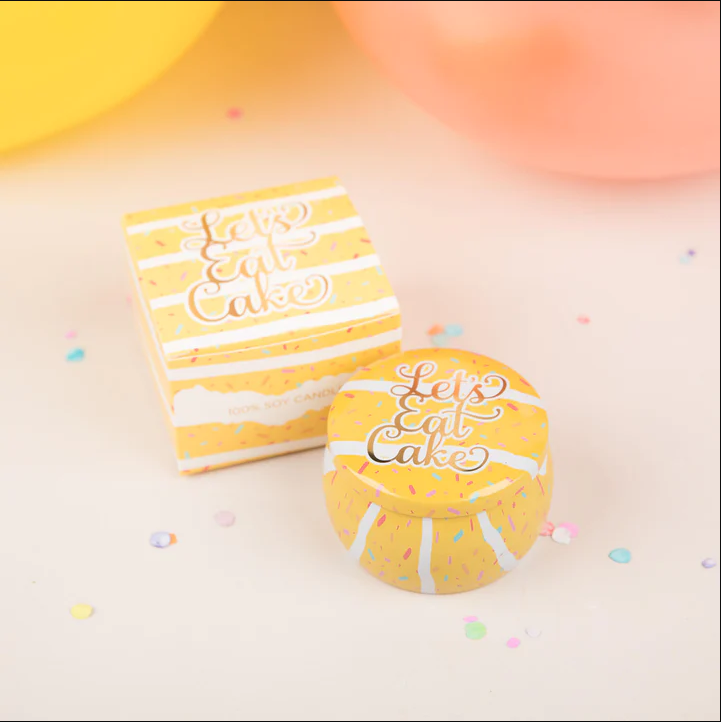 The Let's Eat Cake candle is a deliciously scented candle that will make your home smell like freshly baked cake. Made with 100% soy wax, this candle is eco-friendly and clean-burning, ensuring that you can enjoy its sweet scent without any harmful toxins or pollutants.