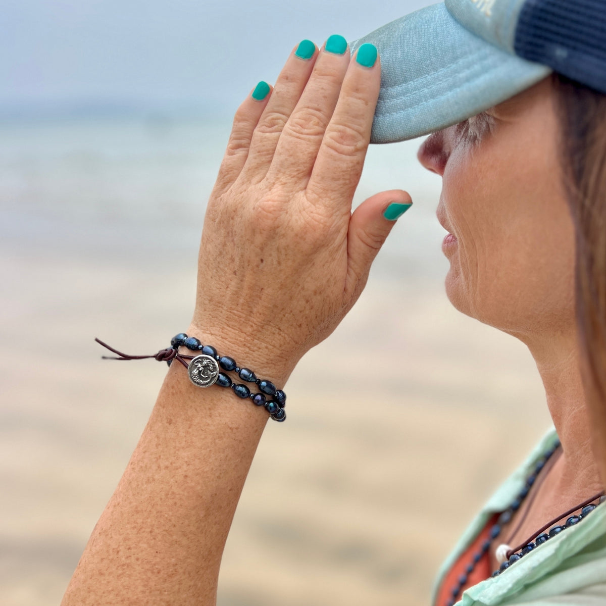 Mermaid Soul — Freshwater Pearl & Leather Wrap Bracelet