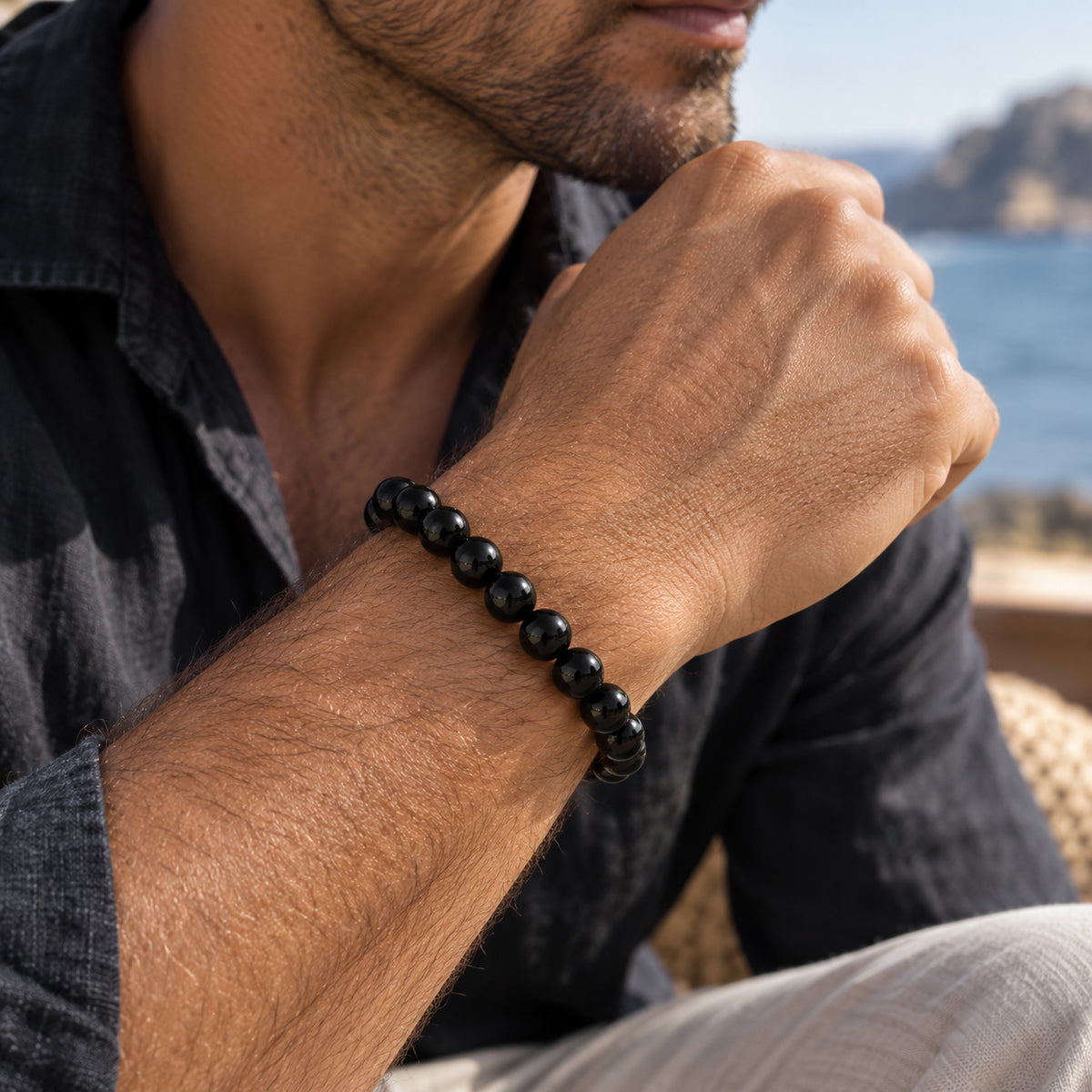 Unisex Black Onyx Bracelet for Self-Control. Best crystal for self control. Best crystal for inner strength.