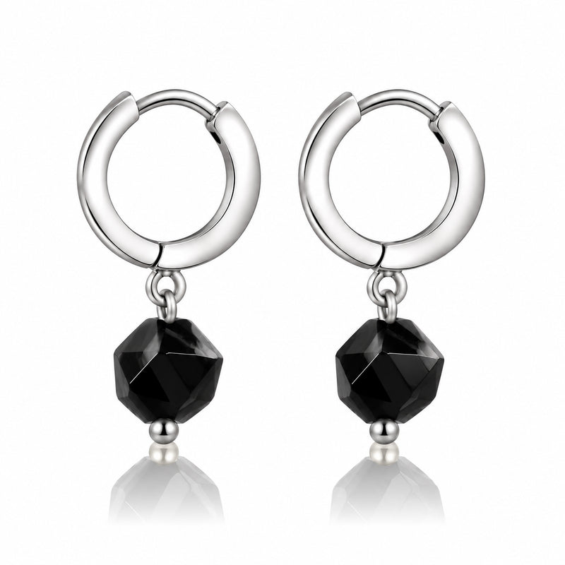 Tiny gemstone earrings with big meaning. Hypoallergenic, lead- and nickel-free hoops with a natural stone dangle, made for everyday wear.