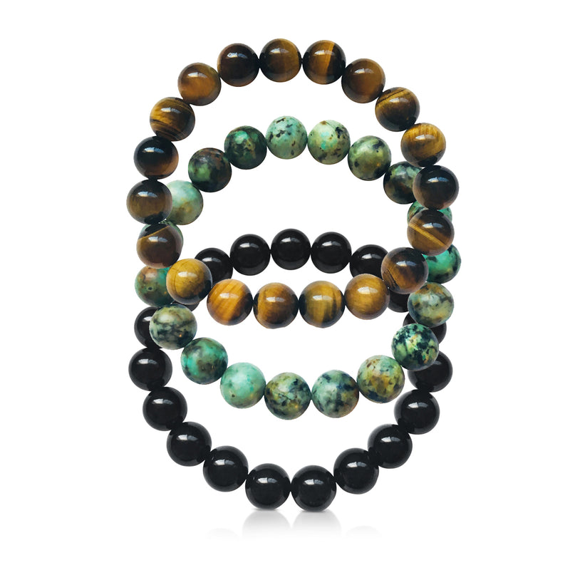 The Urban Soul Mala Bracelet Stack creates a harmonious blend of energies that not only enhances your daily style but also serves as a constant reminder to stay grounded, balanced, and confident.