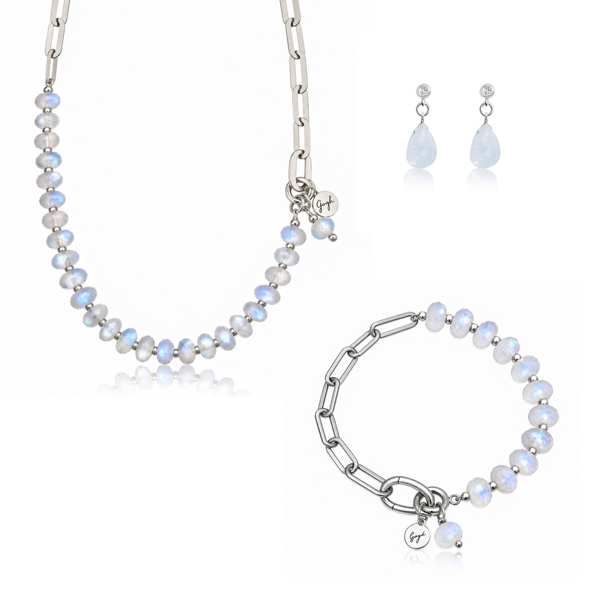 Dream Chaser: Moonstone Paperclip Jewelry Set (Petite)