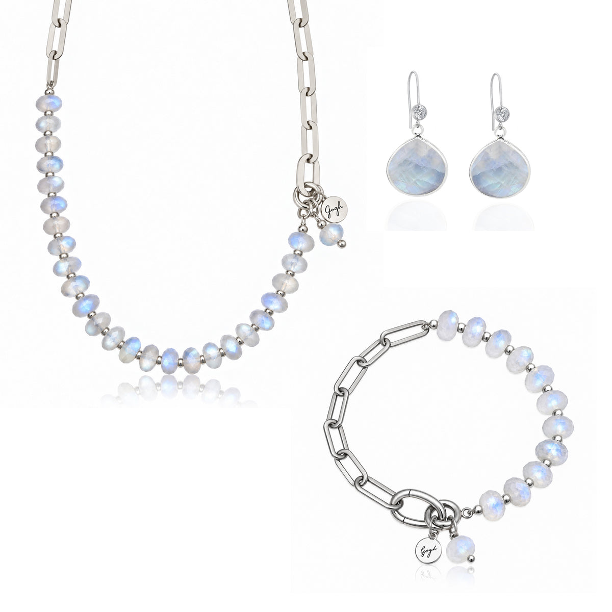 Dream Chaser: Moonstone Paperclip Jewelry Set