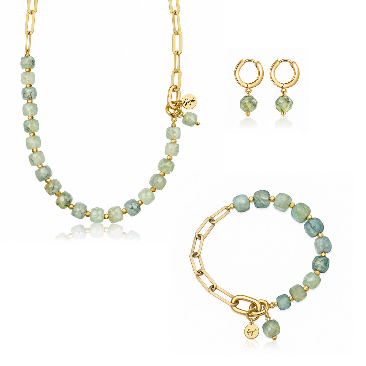 Quiet Grace: Prehnite Paperclip Jewelry Set
