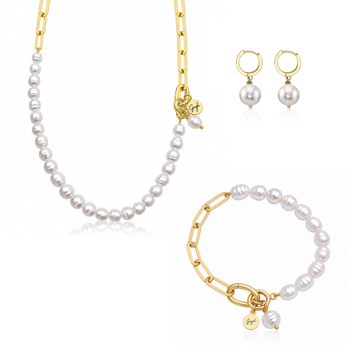 Modern Heirloom: White Pearl Paperclip Jewelry Set