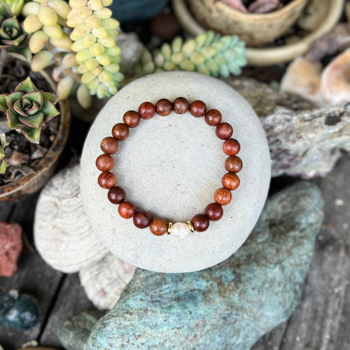 Introducing "My Sanctuary" - The Meditation Mala Wood and Pearl Jewelry Set, a harmonious fusion of nature's embrace and tranquil elegance. 