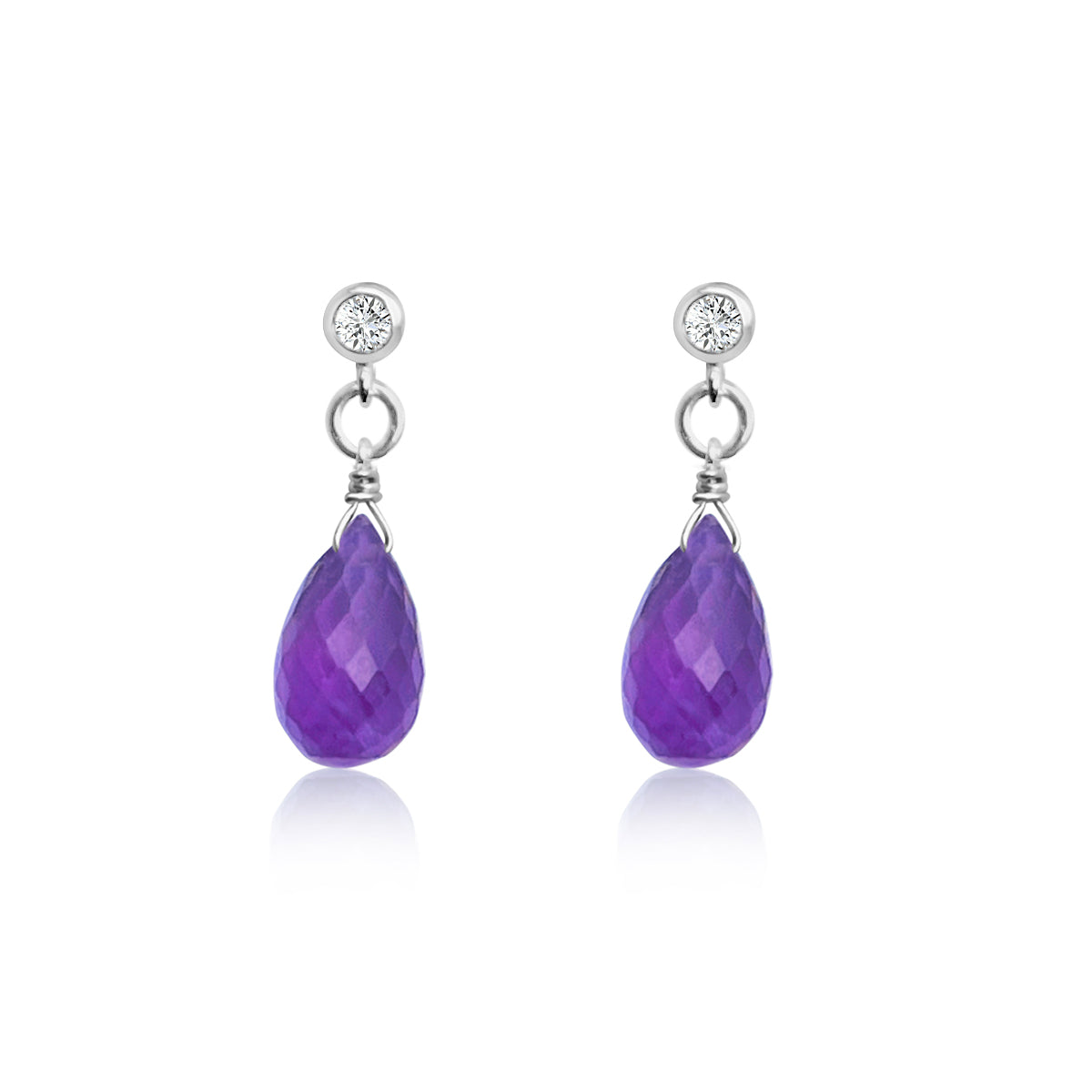 The enchanting Petite Sparkle - Amethyst Earrings designed for free-spirited individuals with a penchant for crystal healing and positive vibes, these earrings are a testament to both elegance and spiritual connection.