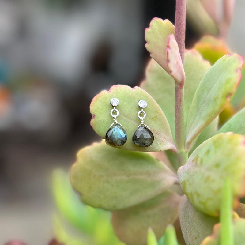 The mesmerizing Petite Sparkle - Labradorite Earrings are meticulously crafted for those who embrace a free-spirited lifestyle, seek crystal healing, and desire the enchanting energy of Labradorite. 