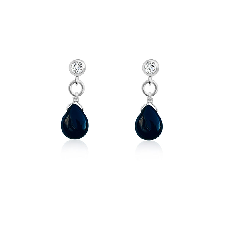 The alluring Petite Sparkle - Onyx Earrings, thoughtfully designed for individuals who embrace a free-spirited lifestyle, resonate with crystal healing, and seek the grounding energy of onyx.