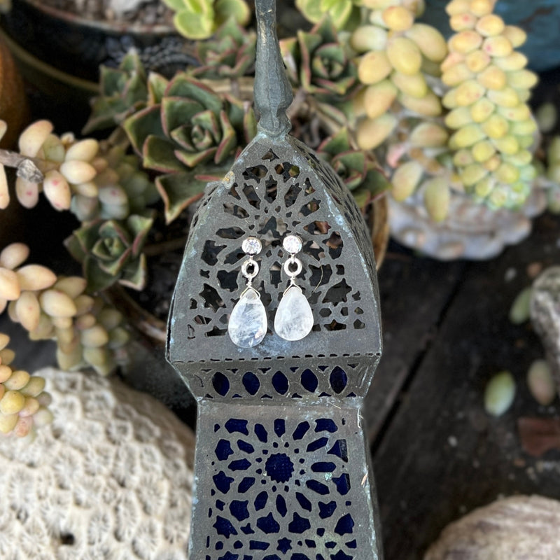 The ethereal Petite Sparkle - Moonstone Earrings are carefully designed for individuals who resonate with a free-spirited lifestyle, appreciate crystal healing, and seek the enchanting energy of Moonstone.