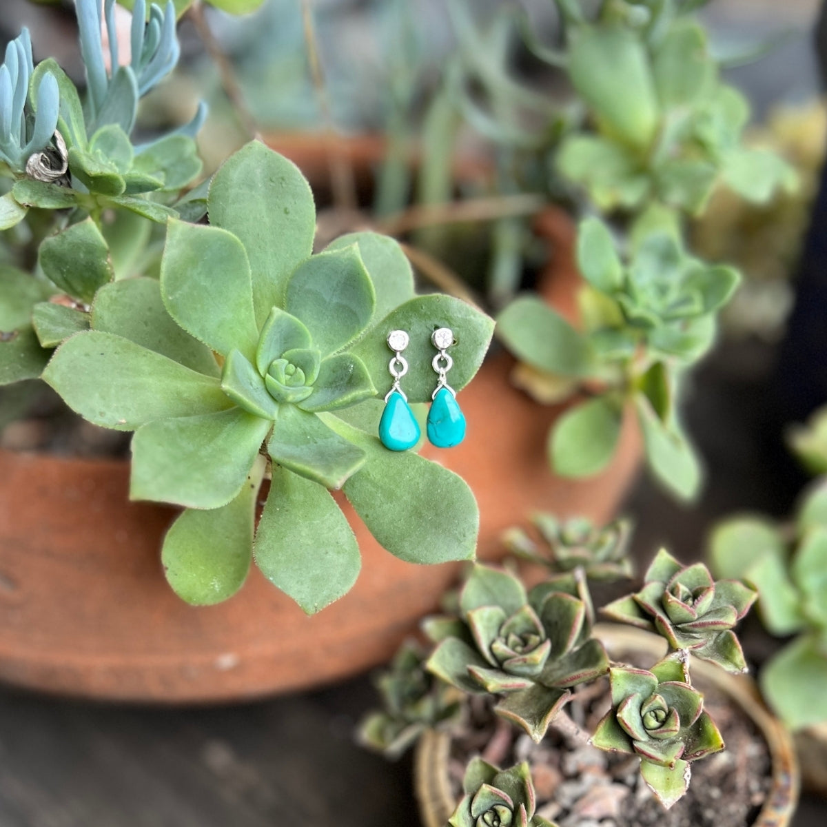 The captivating Petite Sparkle - Turquoise Earring are, meticulously designed for individuals who resonate with free-spirited vibes, crystal healing, and an affinity for positive energy.