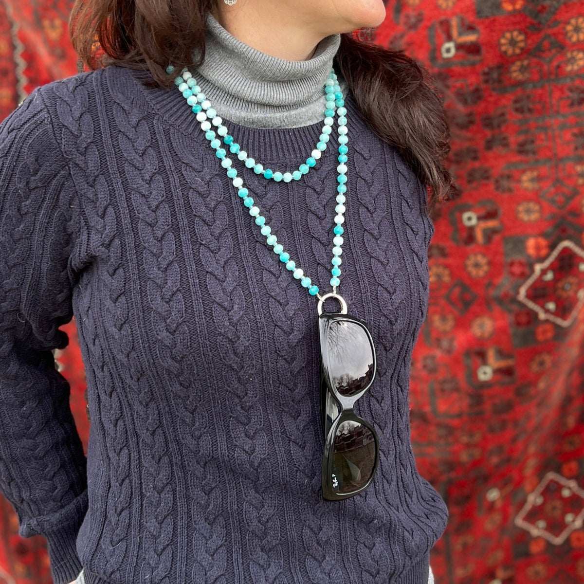 Wearable Phone Keeper - Ocean Blue Gemstone
