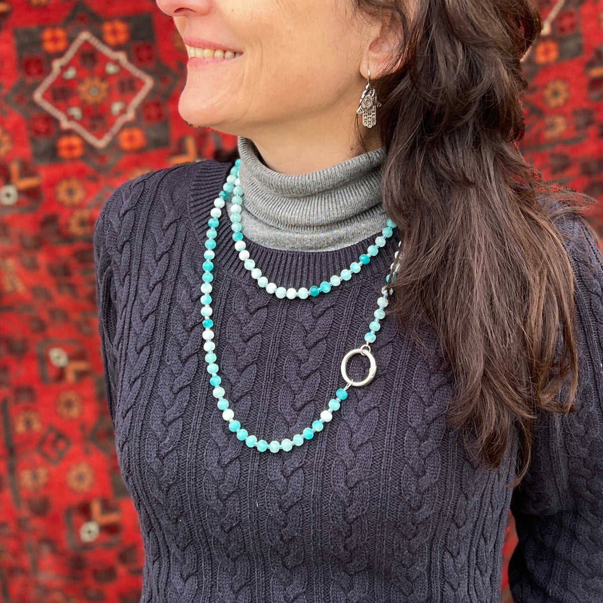 Wearable Phone Keeper - Ocean Blue Gemstone
