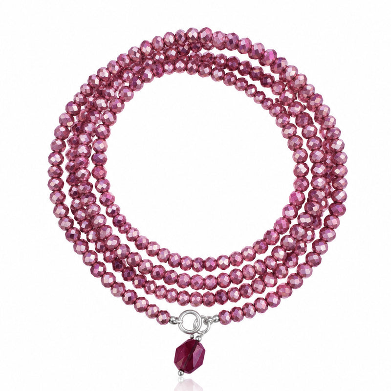 Live Life Happy: Pink Crystal Wrap Bracelet