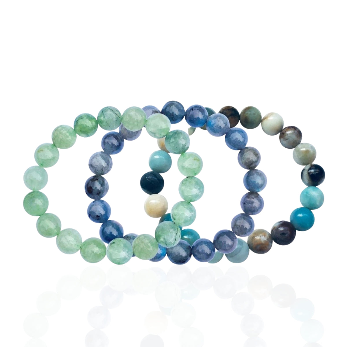 Bracelets to Repel Anxiety and Depression - Labradorite, Prehnite and Amazonite Trio