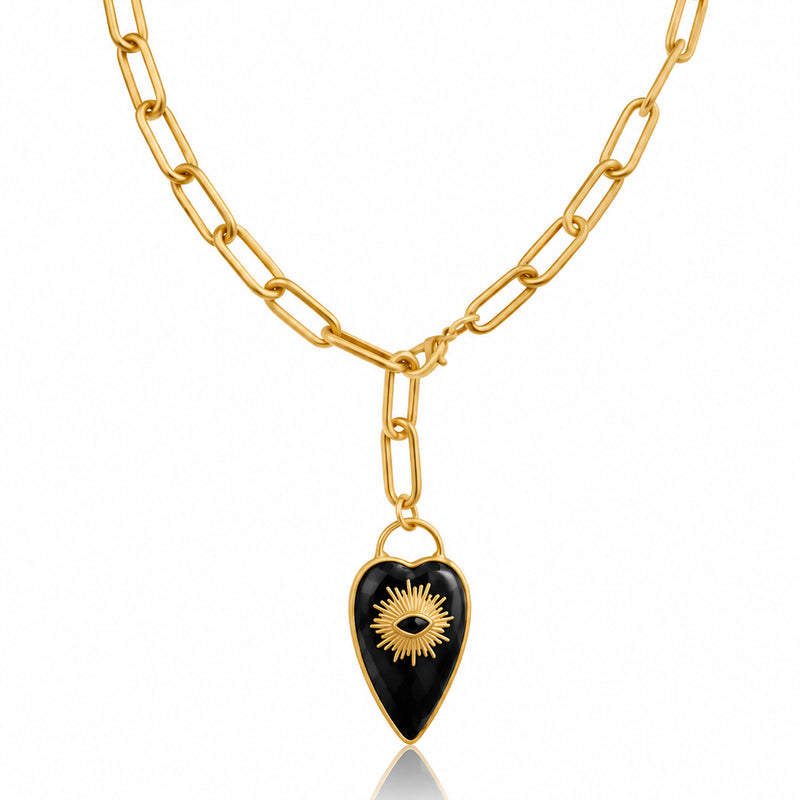 Rebel Heart Necklace — Onyx