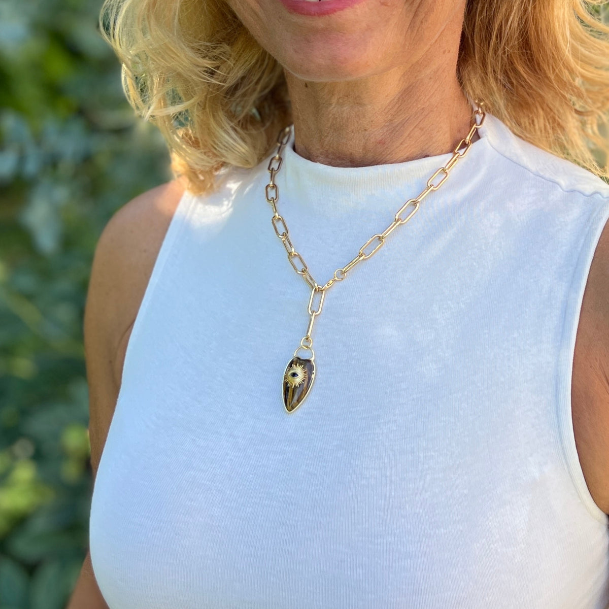 Rebel Heart Necklace — Tiger Eye