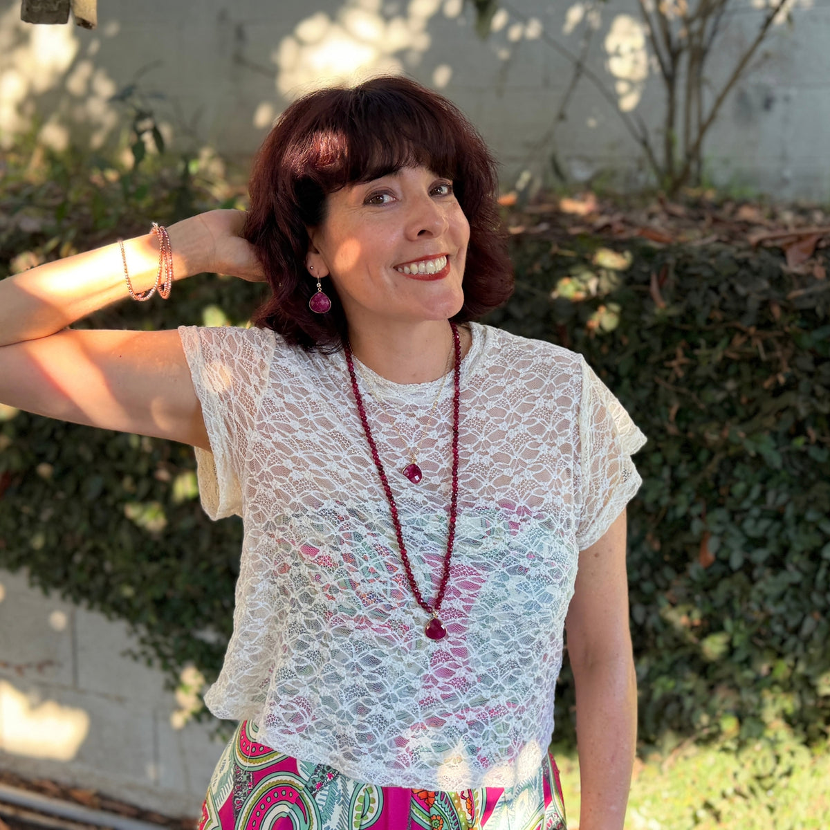 As you wear this Compassion Ruby Necklace, the striking ruby red color will draw attention and remind you to cultivate compassion and kindness towards yourself and others