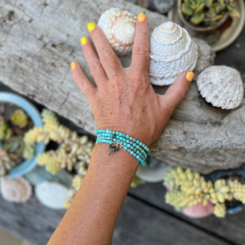 Turquoise Wrap Bracelet with Shark Tooth