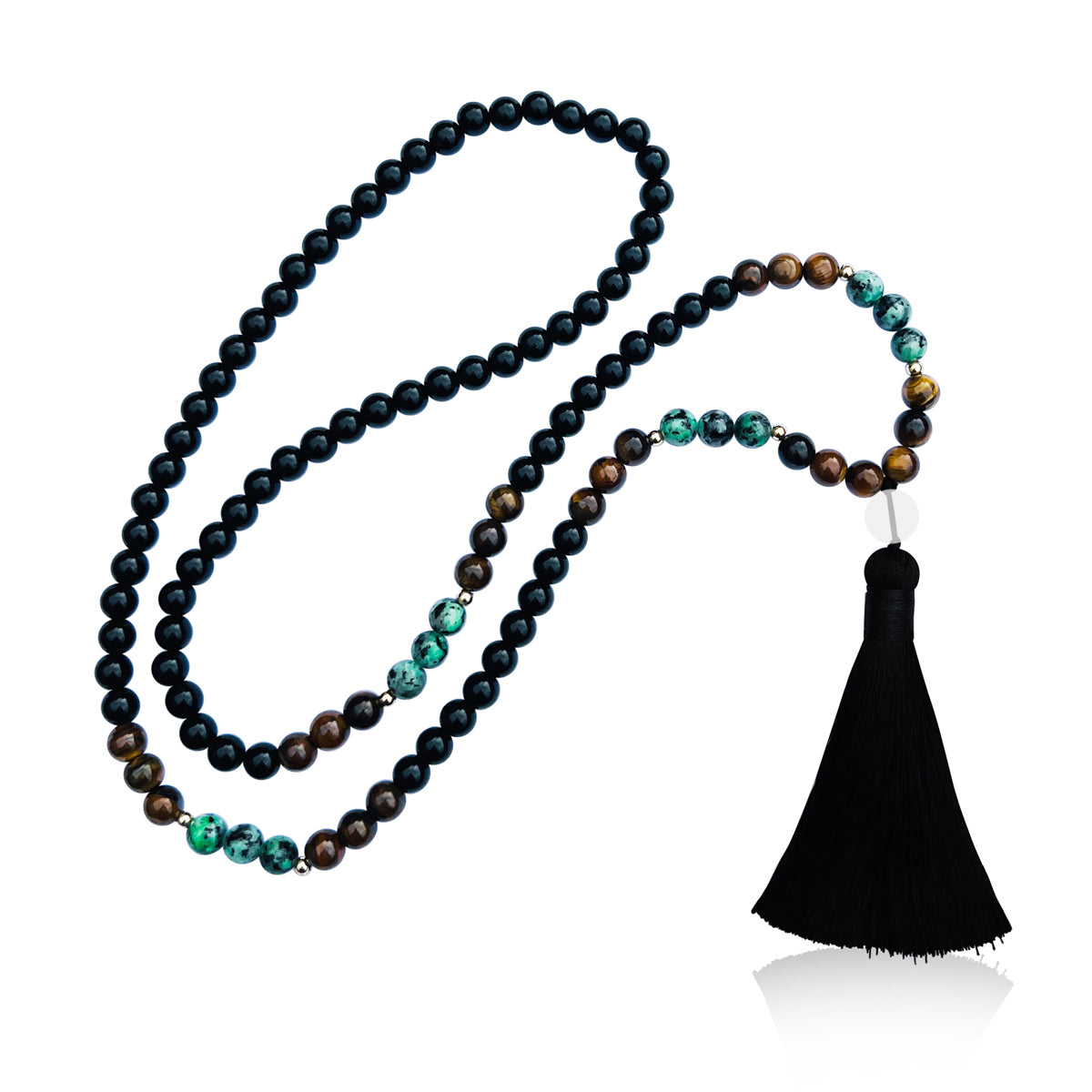 Urban Soul Mala is a 34-inch long necklace designed for those who seek a perfect blend of style, mindfulness, and modern sophistication.