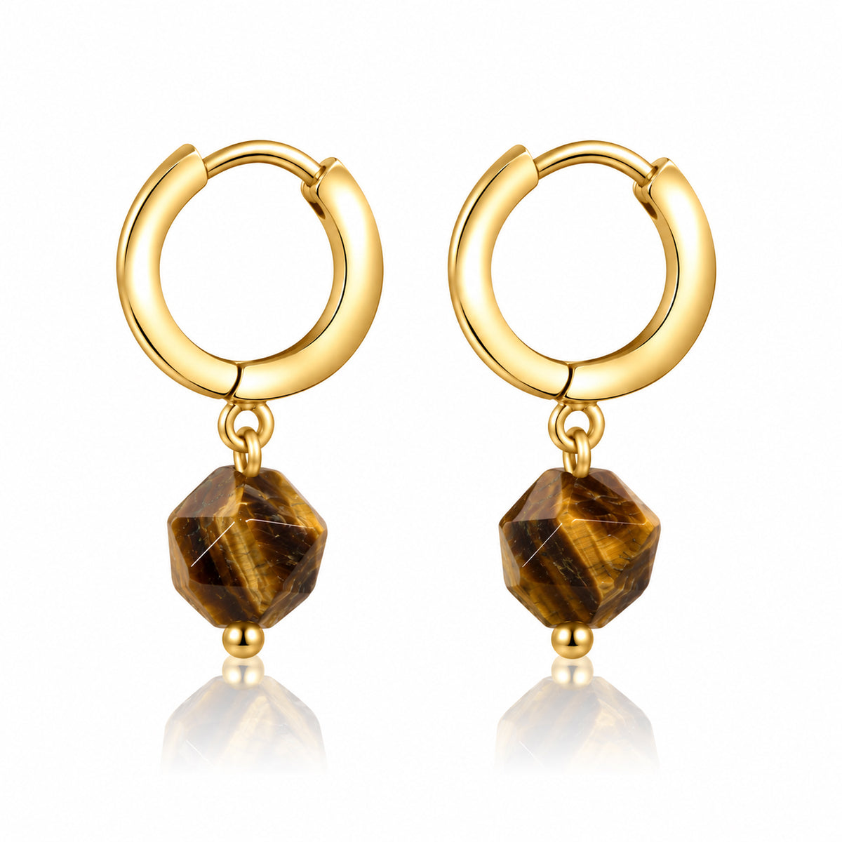 Petite Dangle: Tiger Eye Earrings (Gold)