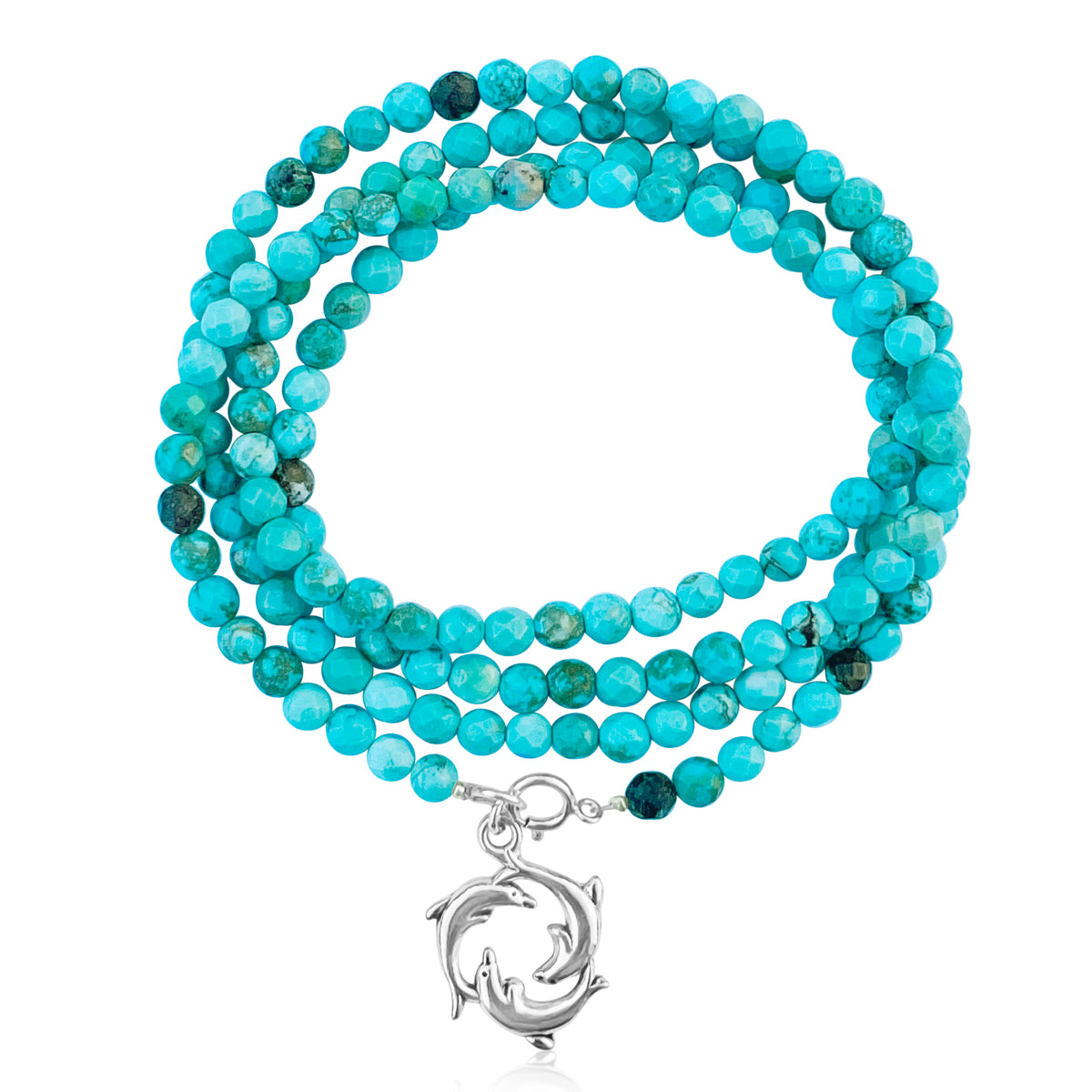 The Dolphin Dance Wrap Bracelet embodies a captivating blend of spirited grace, capturing the dynamic allure of the ocean.