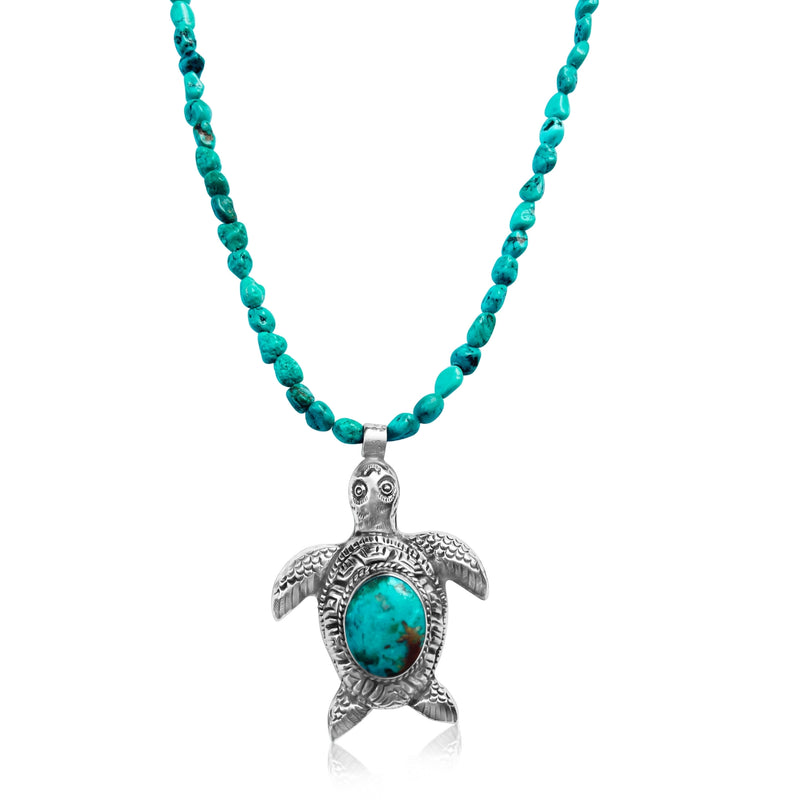 Flow Not Force — Turquoise Turtle Necklace