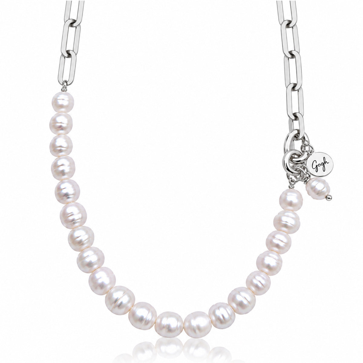 Modern Heirloom: White Pearl Paperclip Necklace 