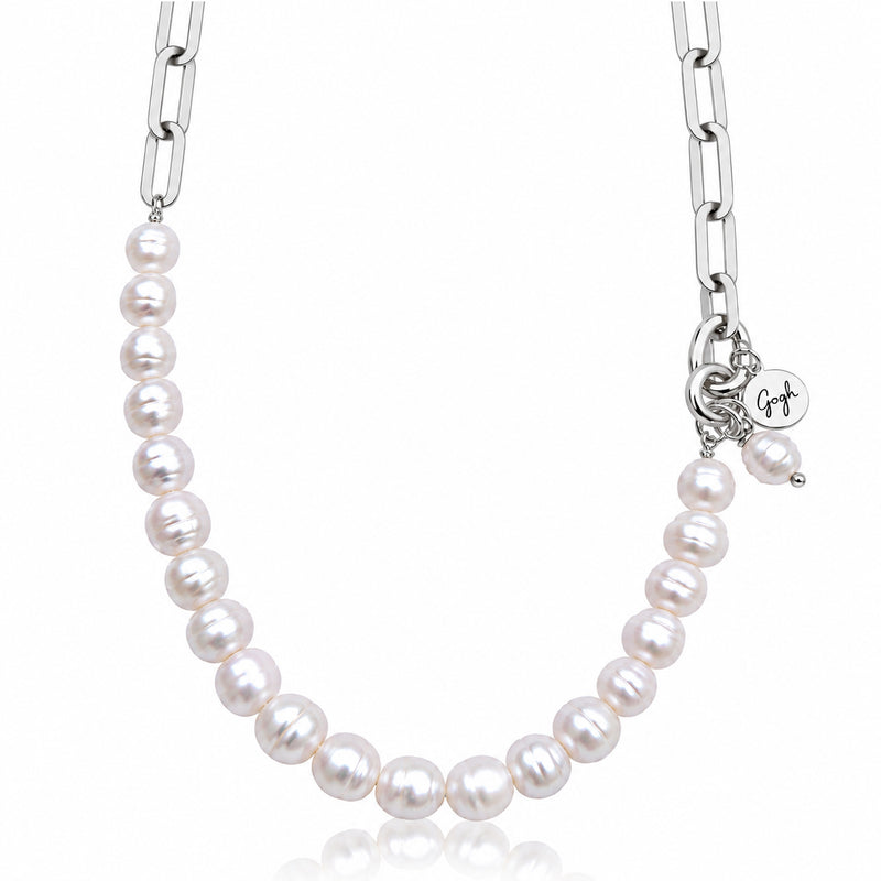 Modern Heirloom: White Pearl Paperclip Necklace 