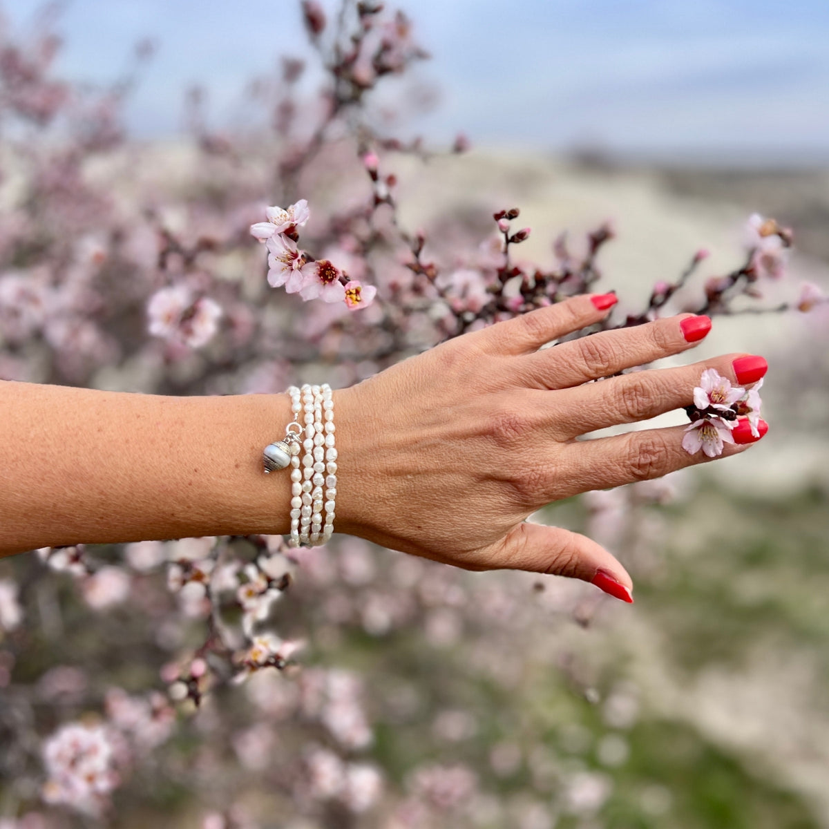 Calm Waters - White Pearl Wrap Bracelet