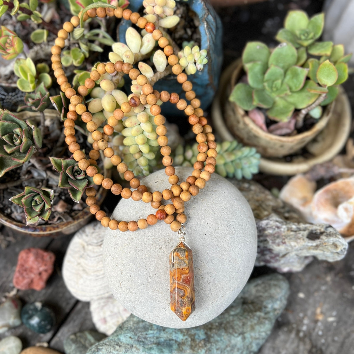 Conquer Your Fear - Wood and Jasper Necklace