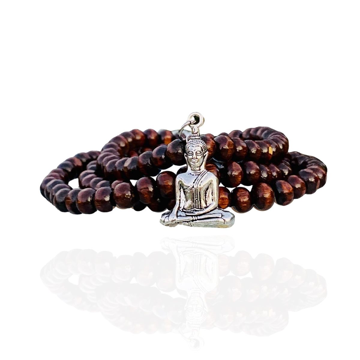 108  Mala Beads Meditation Prayer Beads Wood Necklace with Buddha