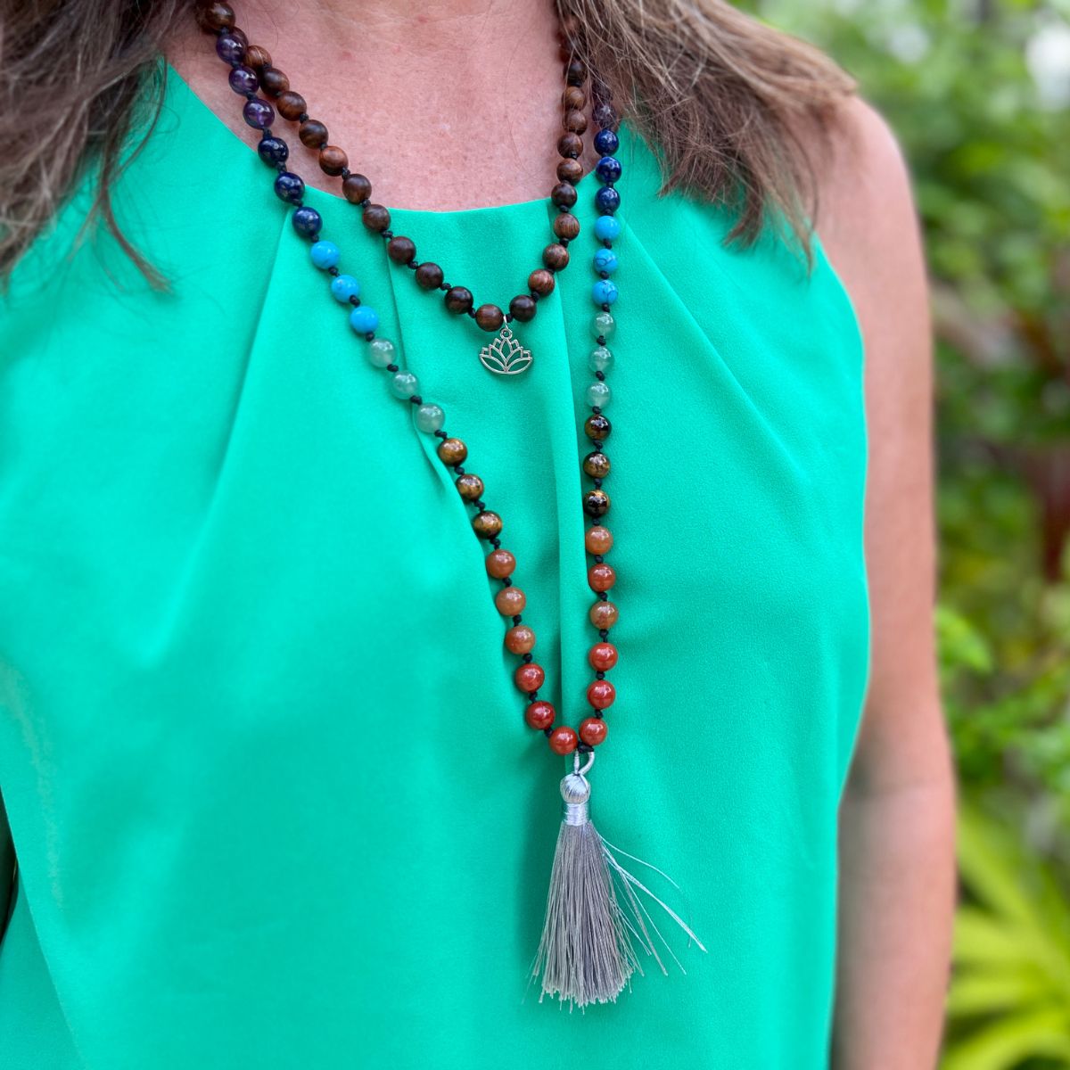 Elevate your meditation practice with the 108 Beads Wood Meditation Necklace - the perfect accessory for balancing your chakras and promoting inner peace. 