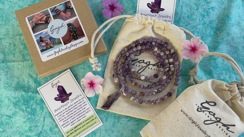 Rustic Amethyst Crystal Necklace to Help Reduce Stress, Emotional Stability and Inner Strength