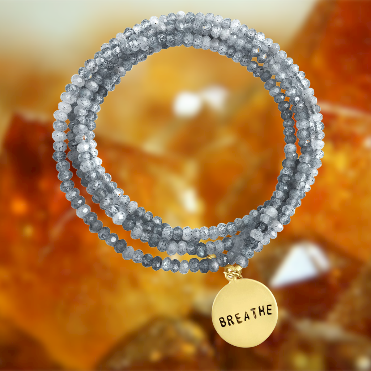Gold BREATHE Wrap Bracelet with Labradorite to bring amazing Changes in Your Life