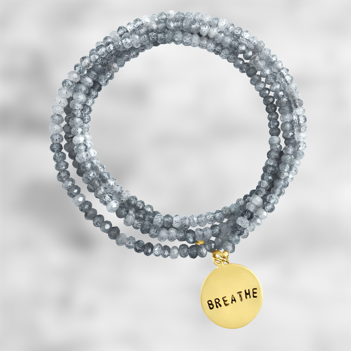 Gold BREATHE Wrap Bracelet with Labradorite to bring amazing Changes in Your Life