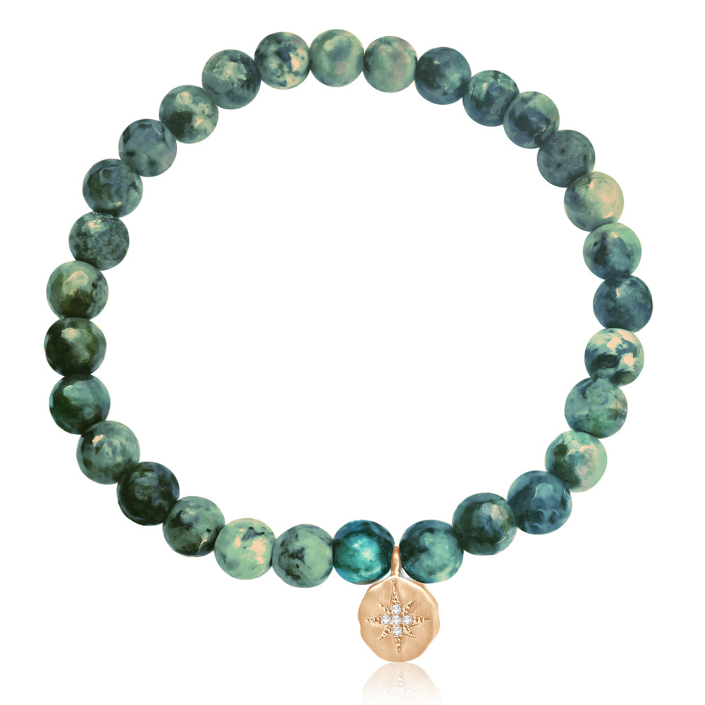 Enjoy the Journey Turquoise Bracelet with Rose Gold Compass Charm