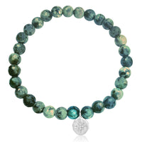 Enjoy the Journey Turquoise Bracelet with Silver Compass Charm