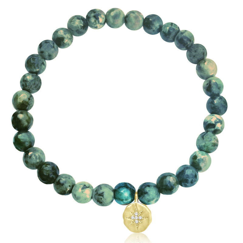 Enjoy the Journey Turquoise Bracelet with Gold Compass Charm