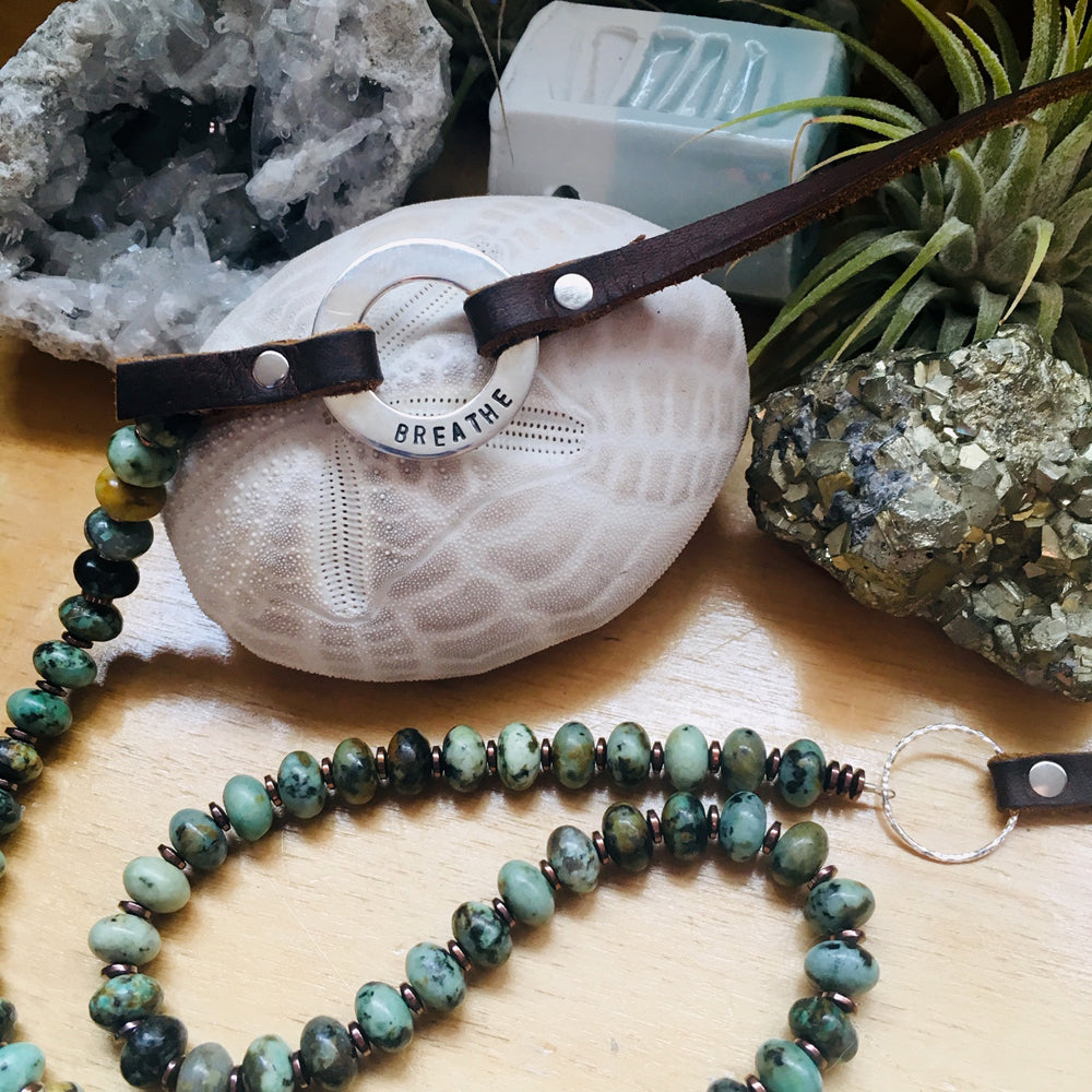  Serenity African Turquoise  Breathe Necklace to Remind you to Enjoy the Journey