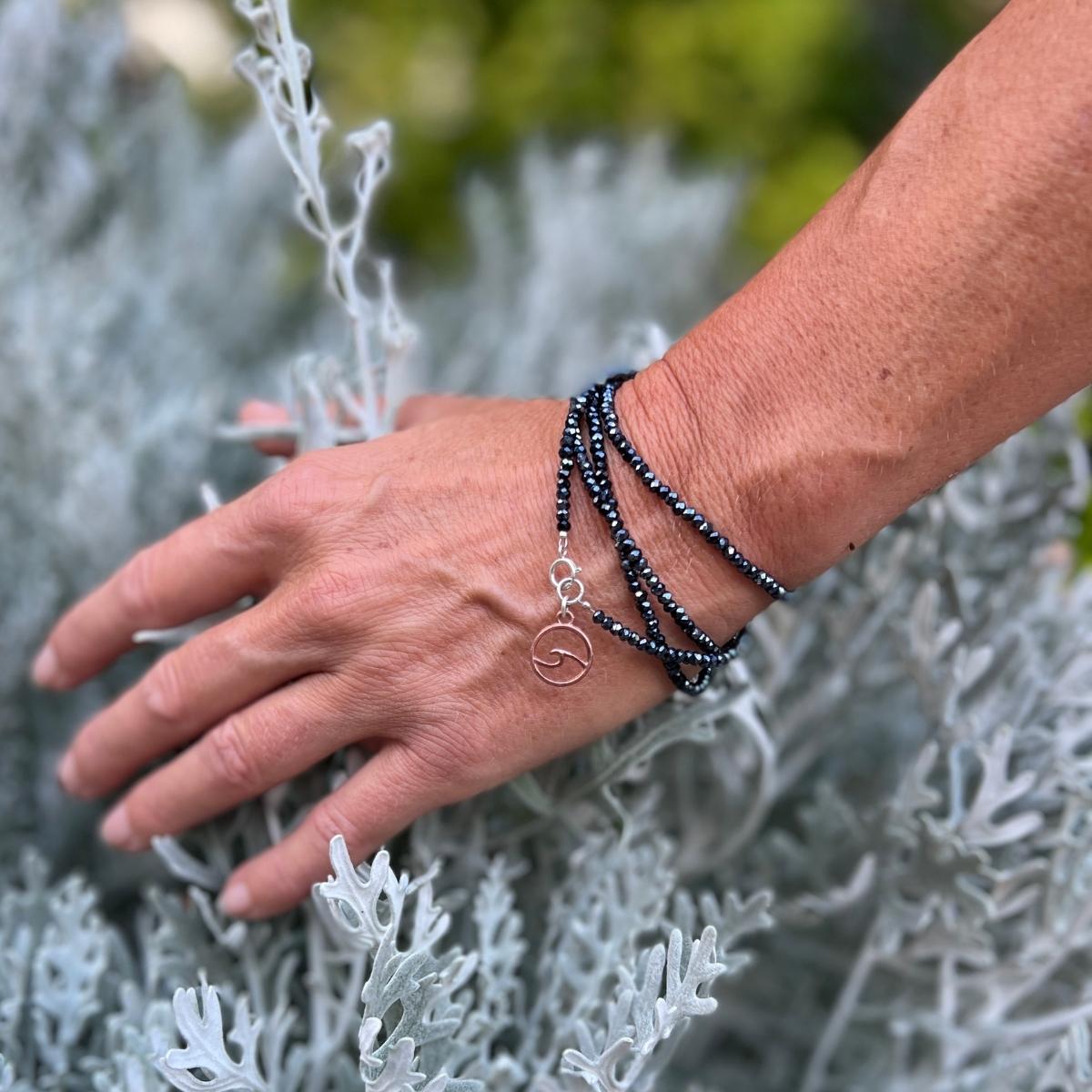 Go with the Flow Wrap Bracelet with Midnight Dark Crystals