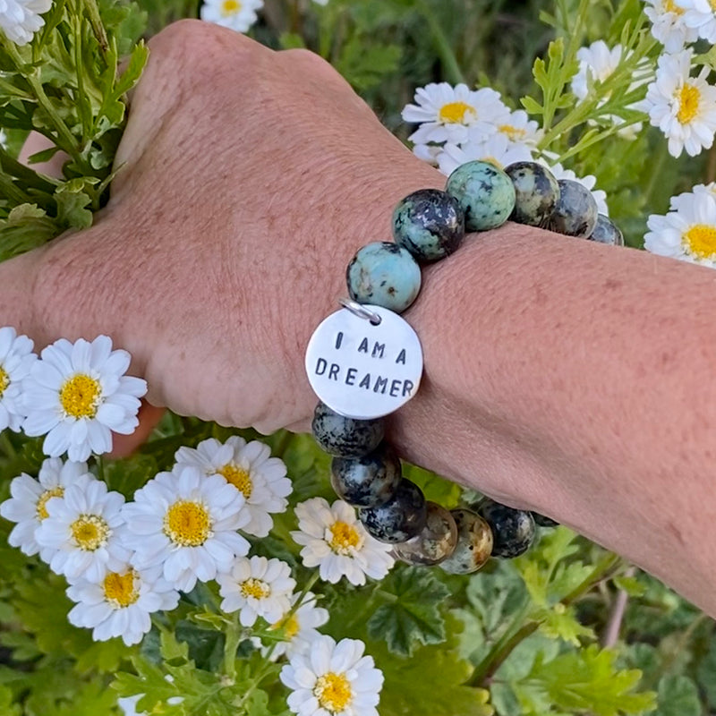 I am a Dreamer - Affirmation Bracelet with African Turquoise
