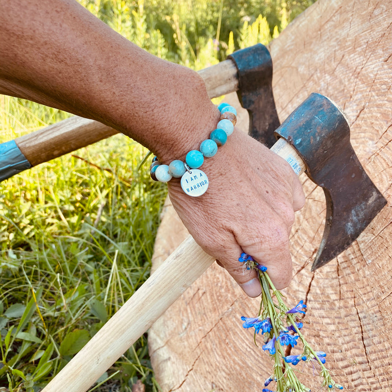 I am a Warrior - Affirmation Bracelet with Amazonite 