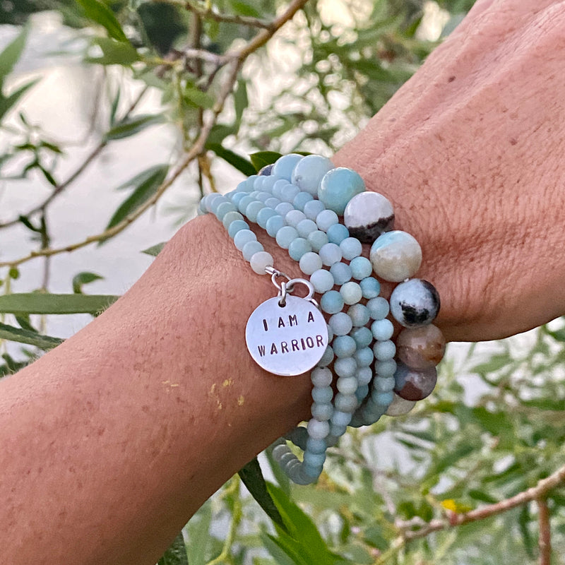I am a Warrior - Affirmation Wrap Bracelet with Amazonite. We all have to fight for something in life.