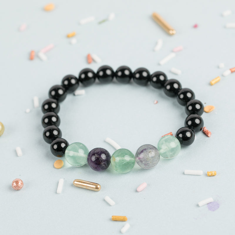 Black Tourmaline and Fluorite Gemstone Bracelet for Self Acceptance in the Manifestation Box from Gogh Jewelry Design