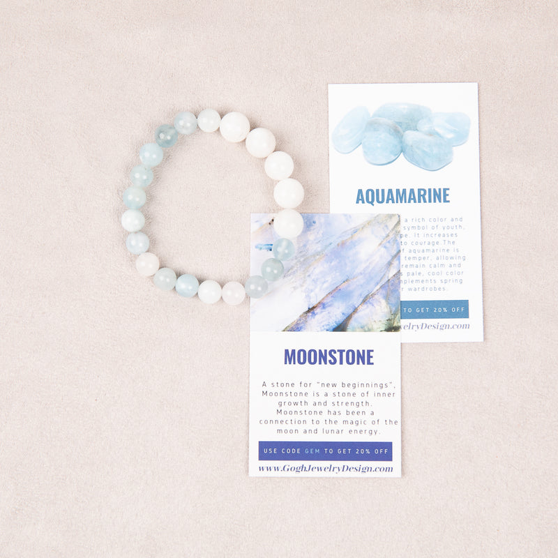 Cosmic Dharma Aquamarine Bracelet with Moonstone